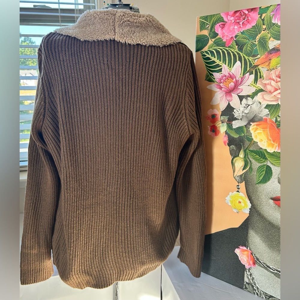 NWOT VINTAGE X AMERICA FAUX FUR LEOPARD PRINT OPEN SWEATER/JACKET. WARM, STYLISH - Picture 4 of 8